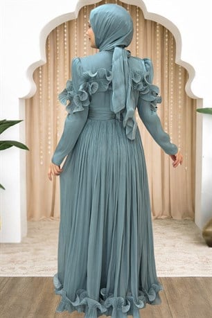 Beliz Tesettür Abiye Petrol