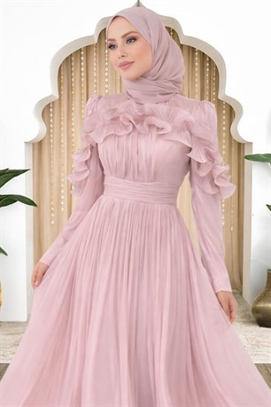 Beliz Tesettür Abiye Pudra