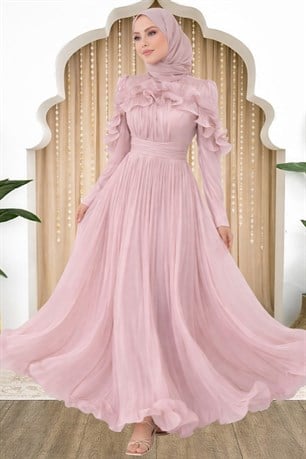 Beliz Tesettür Abiye Pudra