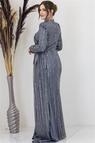 Bergüzar Tesettür Abiye Gri