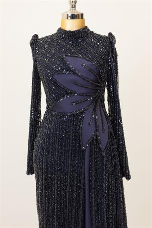 Bergüzar Tesettür Abiye Lacivert