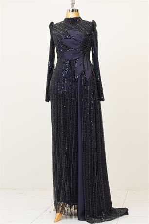 Bergüzar Tesettür Abiye Lacivert