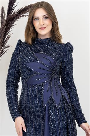 Bergüzar Tesettür Abiye Lacivert