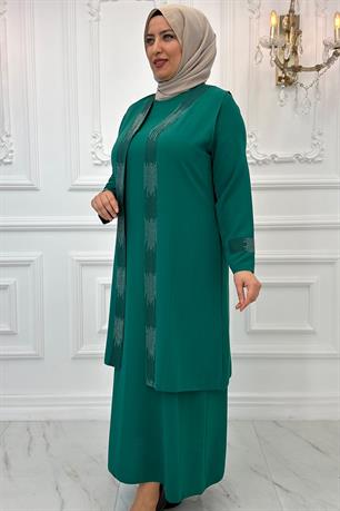 Beril Tesettür Abiye Zümrüt