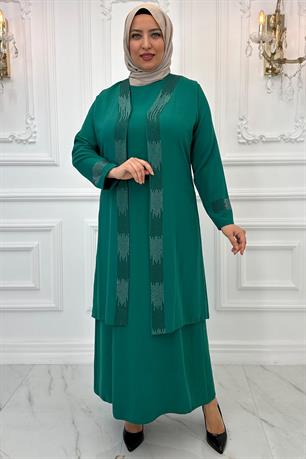 Beril Tesettür Abiye Zümrüt