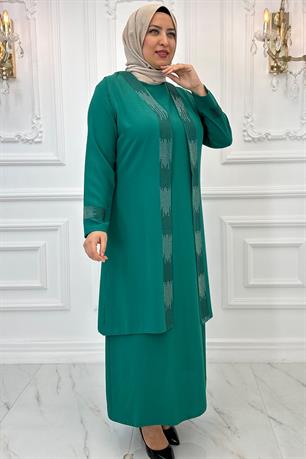 Beril Tesettür Abiye Zümrüt