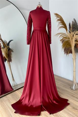 Berra Balık Tesettür Abiye Bordo