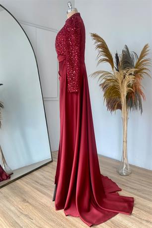 Berra Balık Tesettür Abiye Bordo