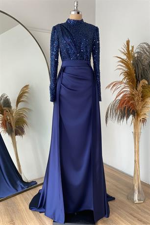 Berra Balık Tesettür Abiye Lacivert