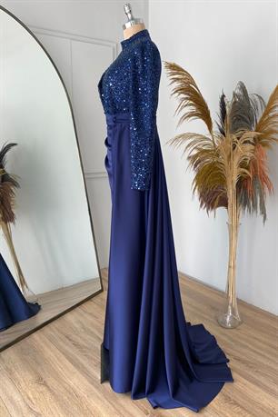 Berra Balık Tesettür Abiye Lacivert