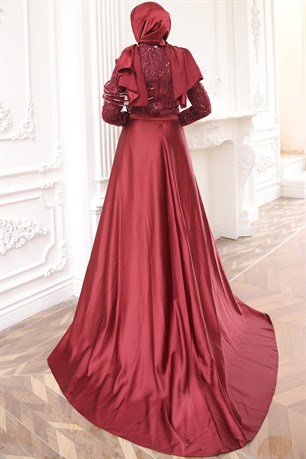 Berra Tesettür Abiye Bordo