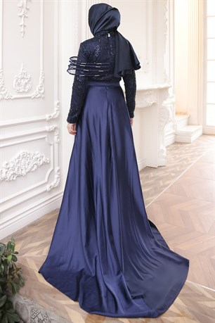Berra Tesettür Abiye Lacivert