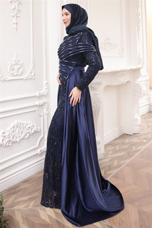 Berra Tesettür Abiye Lacivert