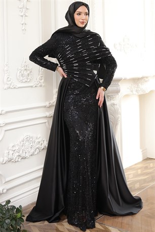 Berra Tesettür Abiye Siyah