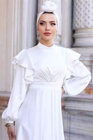 Berrak Tesettür Abiye Beyaz