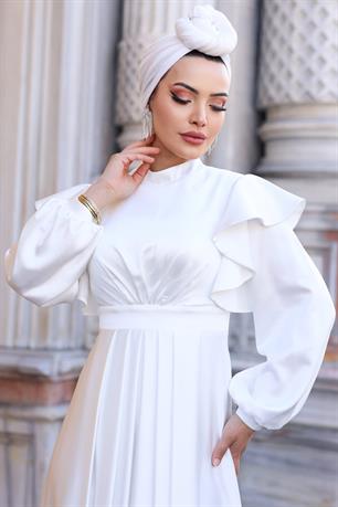 Berrak Tesettür Abiye Beyaz