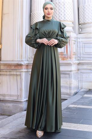 Berrak Tesettür Abiye Haki