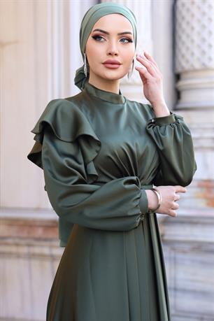 Berrak Tesettür Abiye Haki