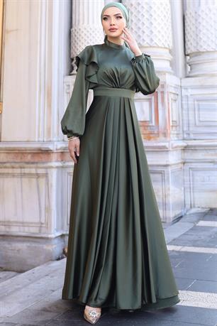 Berrak Tesettür Abiye Haki