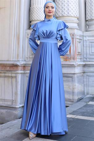 Berrak Tesettür Abiye İndigo