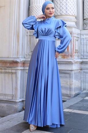 Berrak Tesettür Abiye İndigo