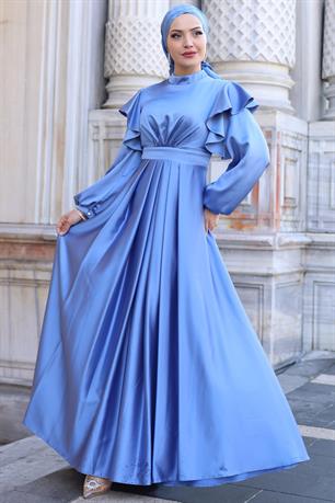 Berrak Tesettür Abiye İndigo