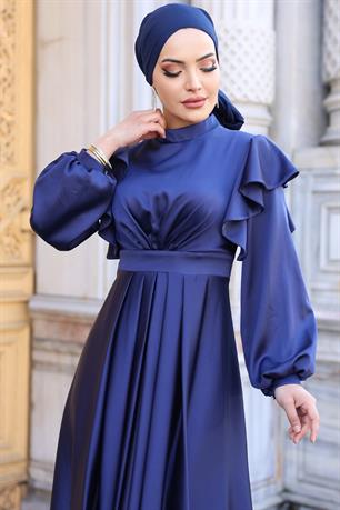 Berrak Tesettür Abiye Lacivert