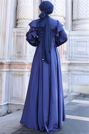 Berrak Tesettür Abiye Lacivert
