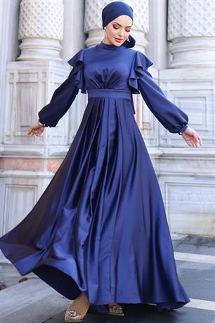 Berrak Tesettür Abiye Lacivert