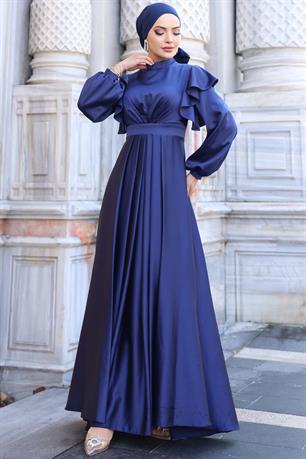 Berrak Tesettür Abiye Lacivert