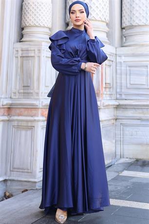 Berrak Tesettür Abiye Lacivert