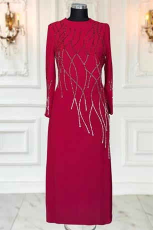 Berrin Tesettür Abiye Bordo