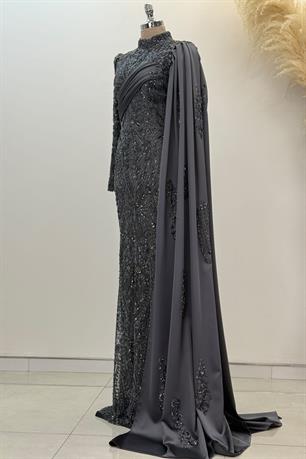 Berry Tesettür Abiye Antrasit