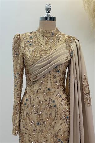 Berry Tesettür Abiye Gold