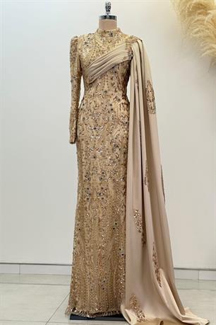 Berry Tesettür Abiye Gold