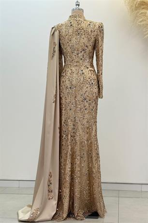 Berry Tesettür Abiye Gold