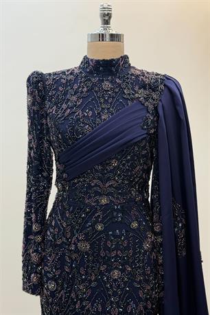 Berry Tesettür Abiye Lacivert