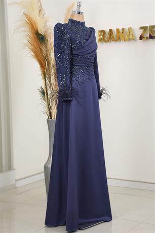 Bianca Tesettür Abiye Lacivert