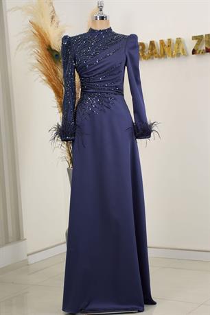 Bianca Tesettür Abiye Lacivert