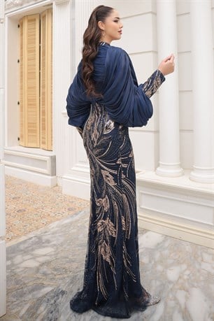 Bihter Tesettür Abiye Lacivert