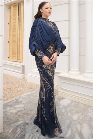 Bihter Tesettür Abiye Lacivert