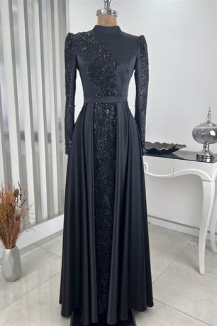 Çağla Tesettür Abiye Siyah