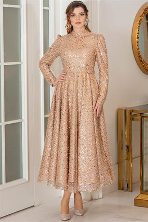 Çalıkuşu Tesettür Abiye Gold