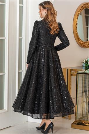 Çalıkuşu Tesettür Abiye Siyah