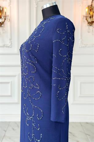 Cansu Tesettür Abiye Lacivert