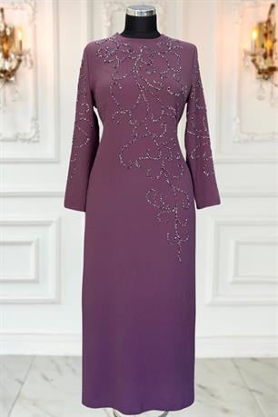 Cansu Tesettür Abiye Lavanta