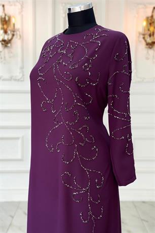 Cansu Tesettür Abiye Mürdüm