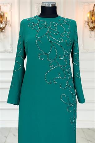 Cansu Tesettür Abiye Zümrüt