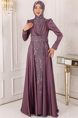 Cemre Tesettür Abiye Lavanta