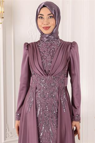 Cemre Tesettür Abiye Lavanta